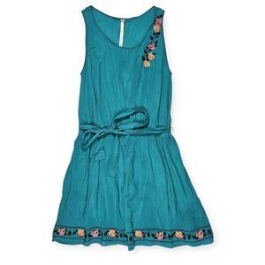 Uncle Frank Blue Cross Stitch‎ Embroidered Sleevless Dress Women's Size XL